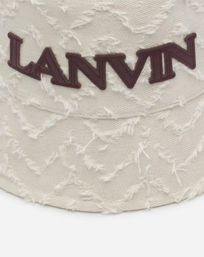 Herringbone Motif Lanvin Bucket Hat Light Beigeburgundy Men Lanvin Hats