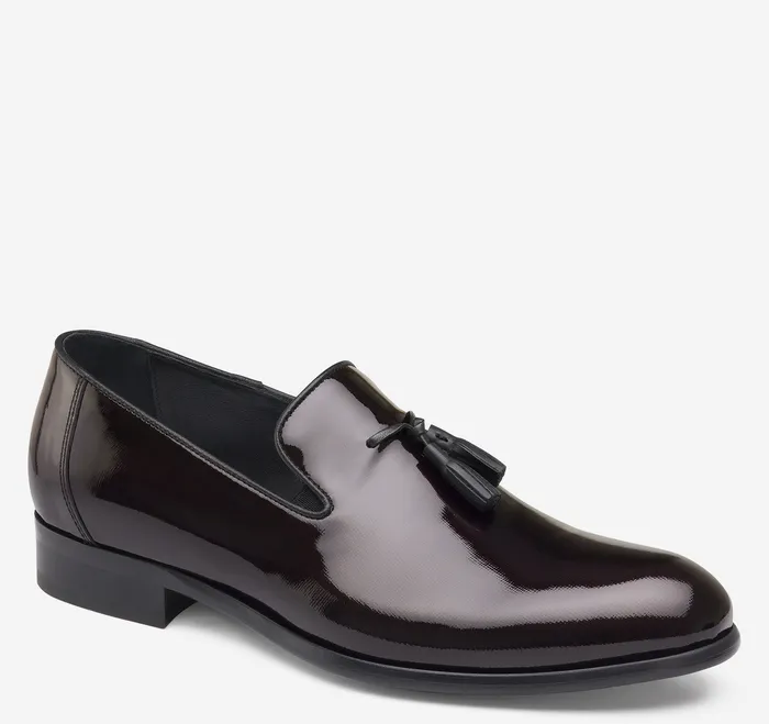 Highland Tassel SlipOn Loafer Burgundy Italian Textured Patent Men SlipOns and Loafers Johnston and Murphy