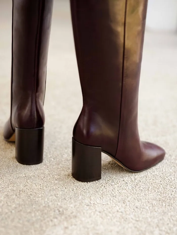 Hisa Cabernet Women Bobbies Knee High Boots