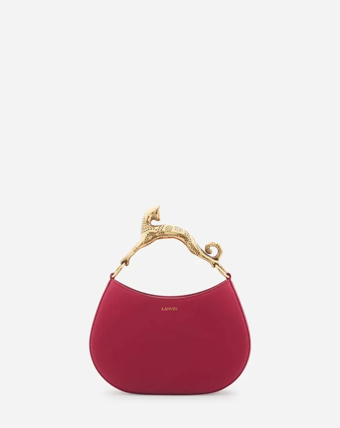 Hobo Cat Leather Bag Burgundy Women Lanvin Tote Bags and Top Handle Bags