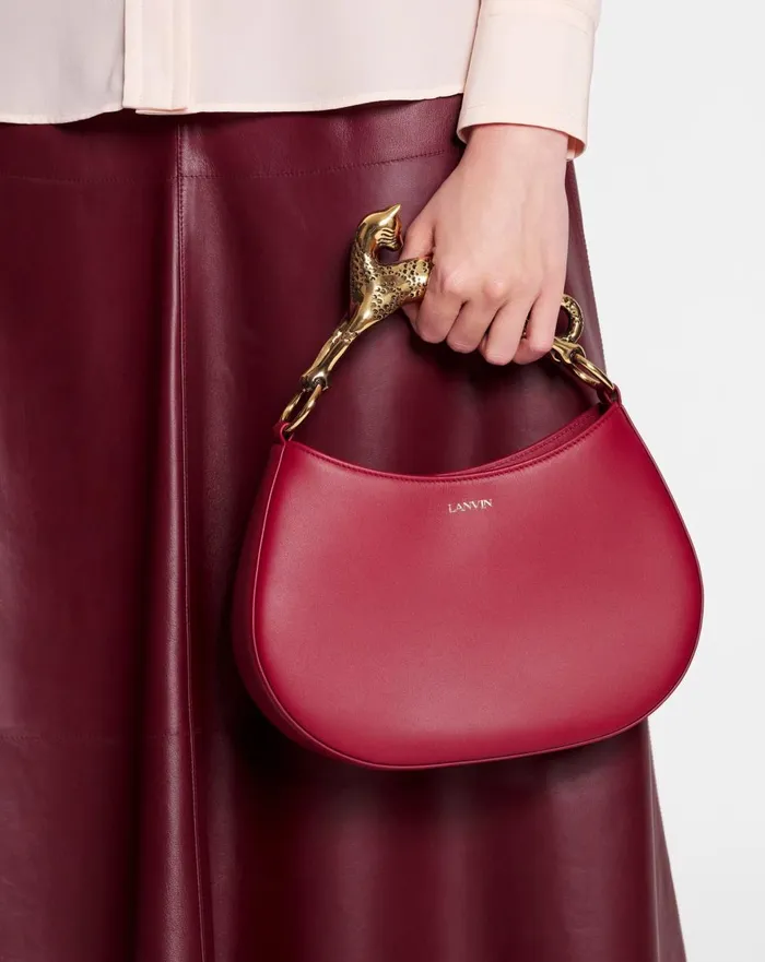 Hobo Cat Leather Bag Burgundy Women Lanvin Tote Bags and Top Handle Bags