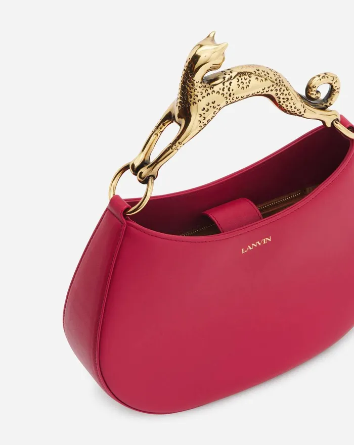 Hobo Cat Leather Bag Burgundy Women Lanvin Tote Bags and Top Handle Bags