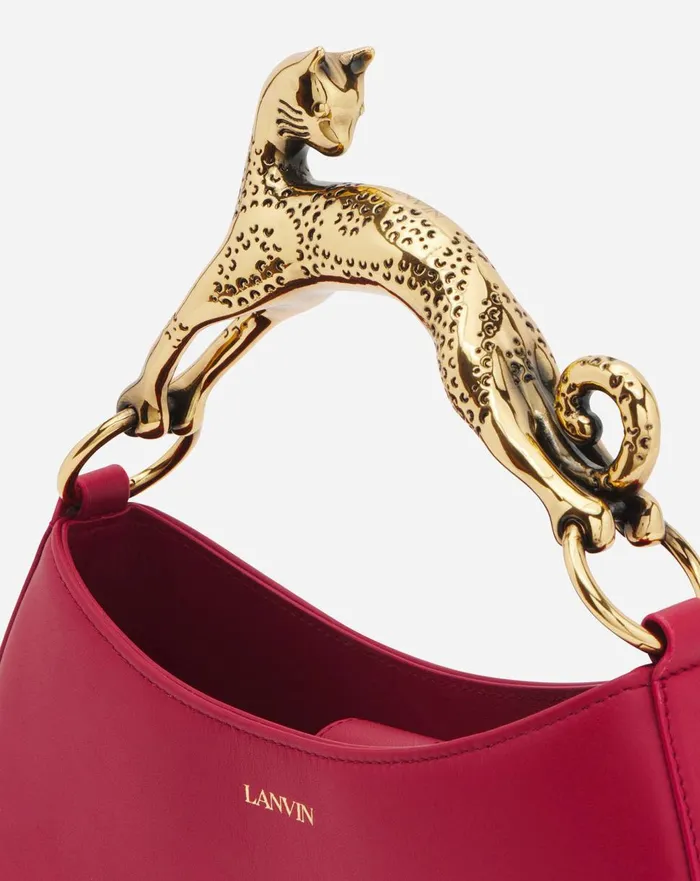 Hobo Cat Leather Bag Burgundy Women Lanvin Tote Bags and Top Handle Bags