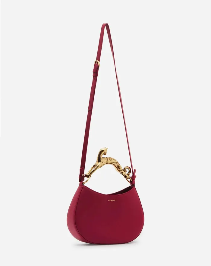Hobo Cat Leather Bag Burgundy Women Lanvin Tote Bags and Top Handle Bags