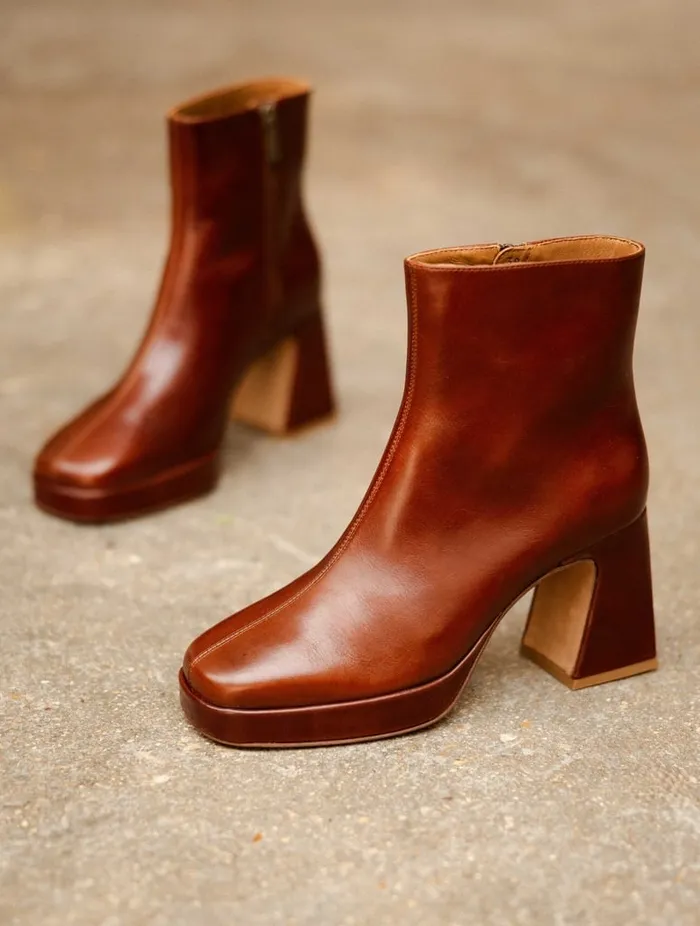 Ins Chestnut Women Bobbies Ankle Boots