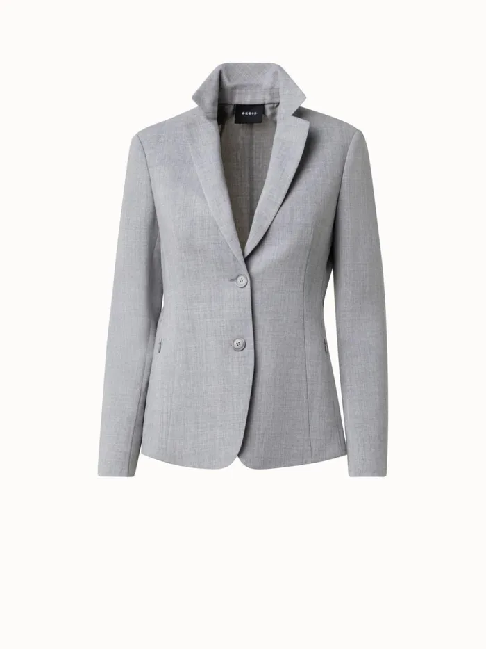 Jacket From Wool DoubleFace Stretch Silver Women Akris Jackets