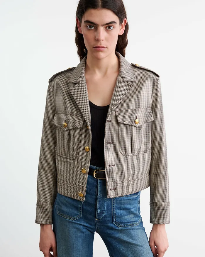 Jackets and Blazers Women Nili Lotan LISE JACKET Brown Houndstooth