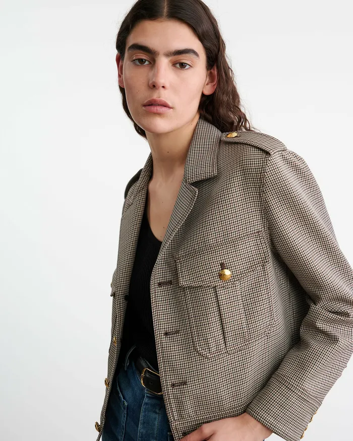 Jackets and Blazers Women Nili Lotan LISE JACKET Brown Houndstooth
