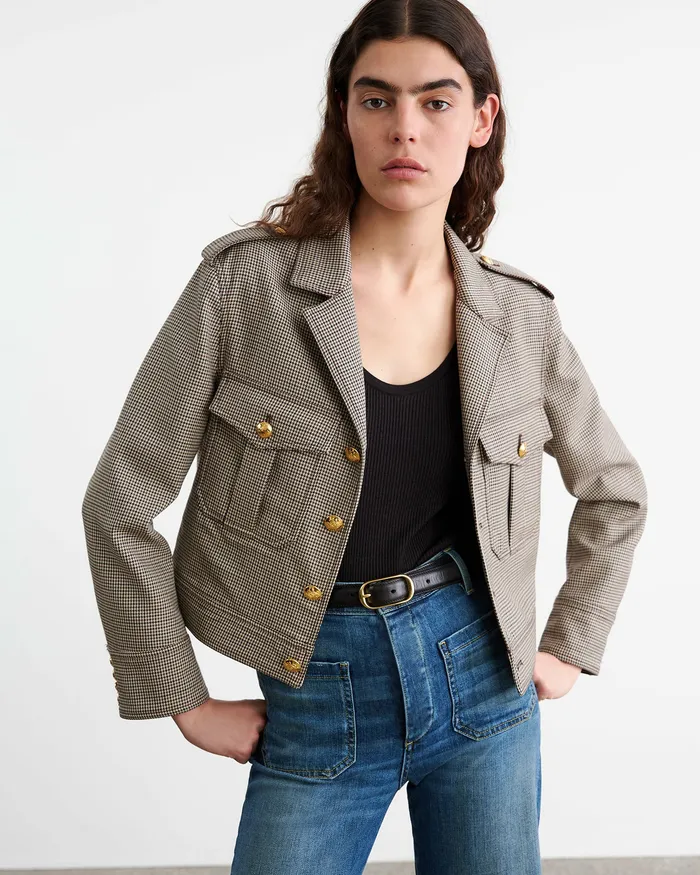 Jackets and Blazers Women Nili Lotan LISE JACKET Brown Houndstooth
