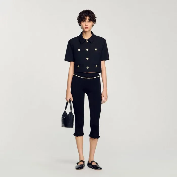 Jackets and Blazers Women SANDRO Shortsleeved Jacket Black