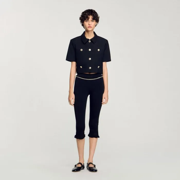 Jackets and Blazers Women SANDRO Shortsleeved Jacket Black