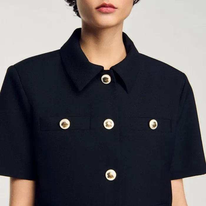 Jackets and Blazers Women SANDRO Shortsleeved Jacket Black