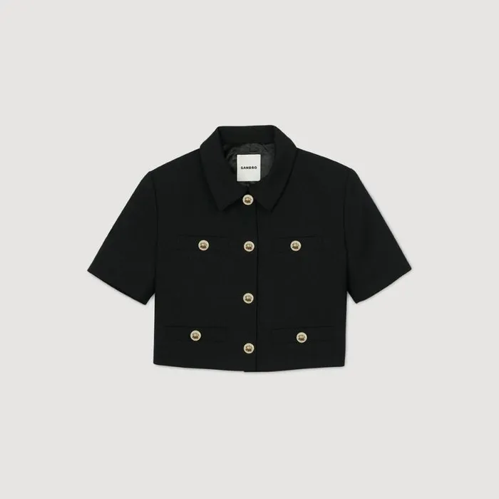 Jackets and Blazers Women SANDRO Shortsleeved Jacket Black