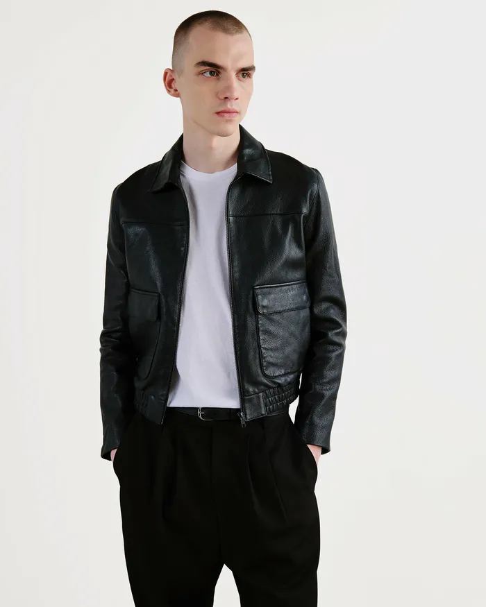 Jackets and Coats Nili Lotan Men MAX LEATHER JACKET Black