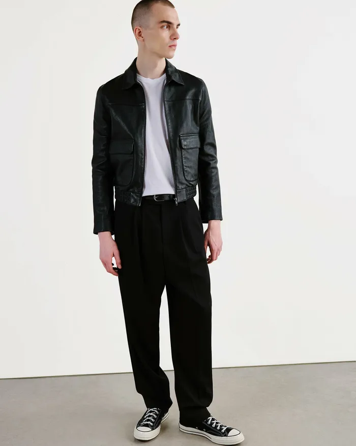 Jackets and Coats Nili Lotan Men MAX LEATHER JACKET Black