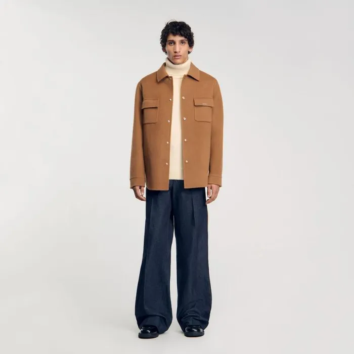 Jackets Men SANDRO Doublefaced Overshirt Camel Jackets Men SANDRO Doublefaced Overshirt Camel