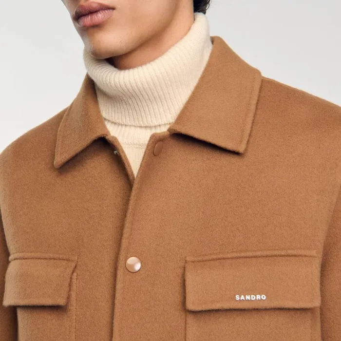 Jackets Men SANDRO Doublefaced Overshirt Camel Jackets Men SANDRO Doublefaced Overshirt Camel
