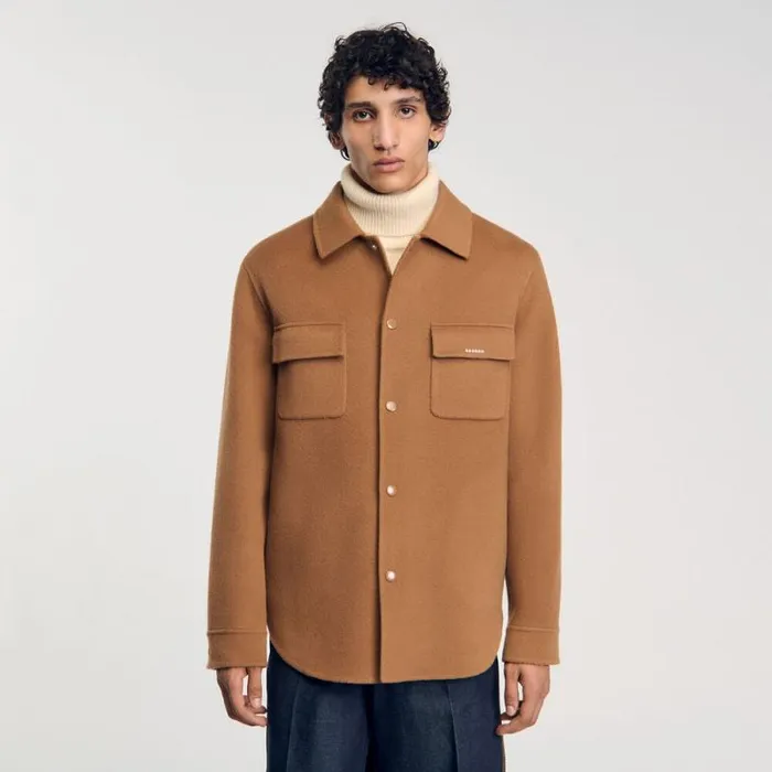 Jackets Men SANDRO Doublefaced Overshirt Camel Jackets Men SANDRO Doublefaced Overshirt Camel