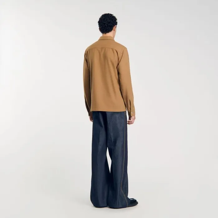 Jackets Men SANDRO Wool Overshirt Camel