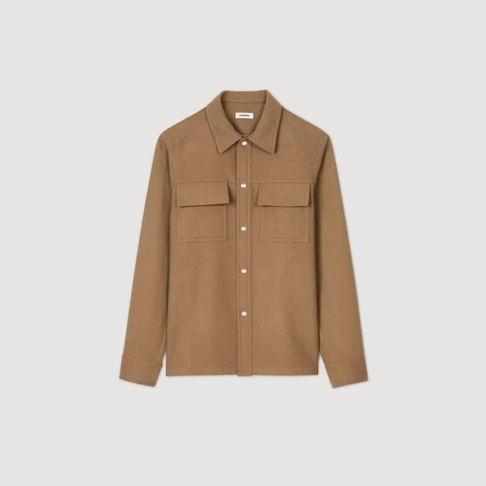 Jackets Men SANDRO Wool Overshirt Camel