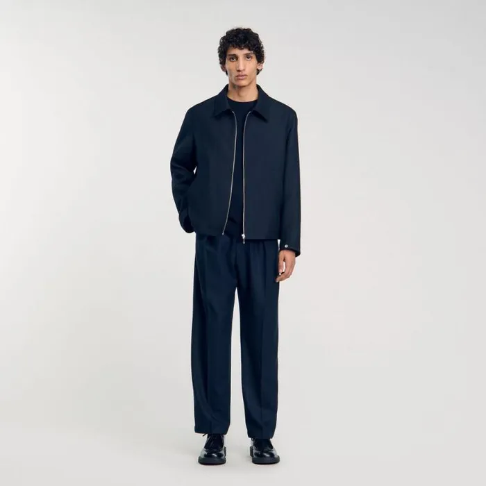 Jackets Men SANDRO Zipup Jacket Deep Blue