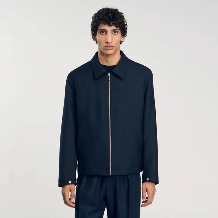 Jackets Men SANDRO Zipup Jacket Deep Blue