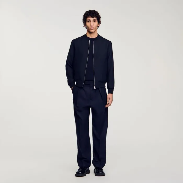 Jackets Men SANDRO Zipup Varsity Jacket Navy Blue
