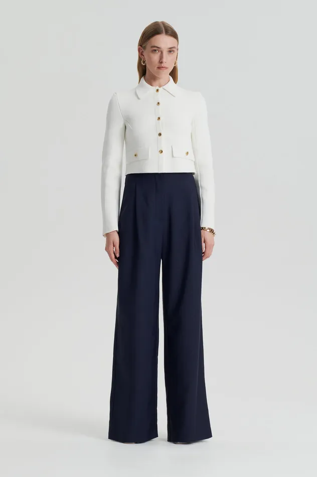 Jackets Women CREPE KNIT CROP BUTTON JACKET CREAM GOLD Scanlan Theodore