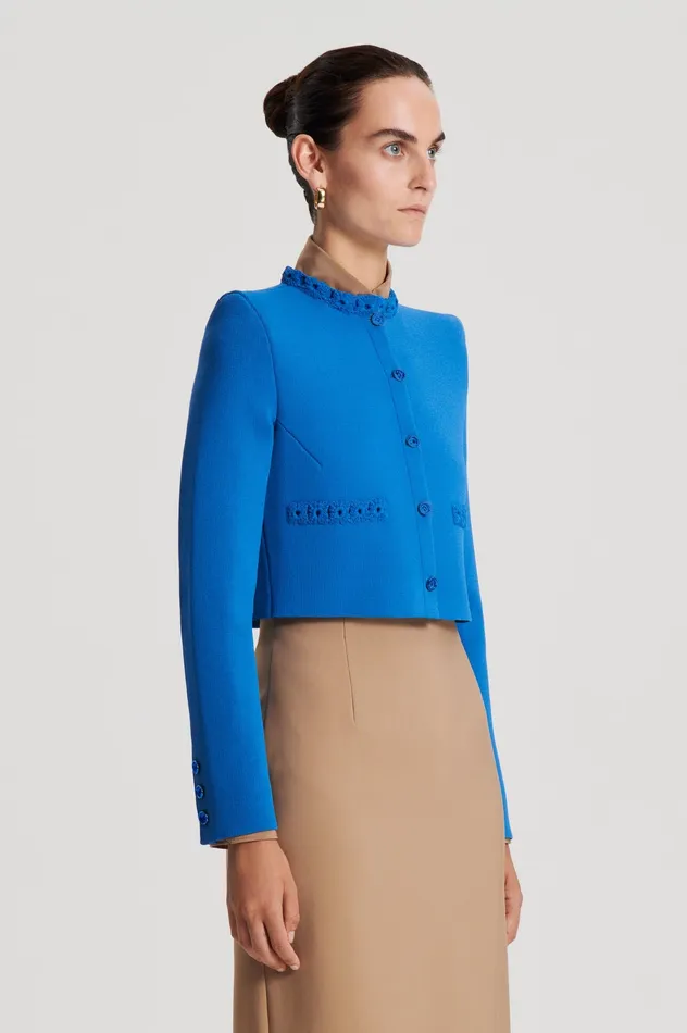 Jackets Women Scanlan Theodore CREPE KNIT DAISY CROP JACKET PRUSSIANBLUE Jackets Women Scanlan Theodore CREPE KNIT DAISY CROP JACKET PRUSSIANBLUE