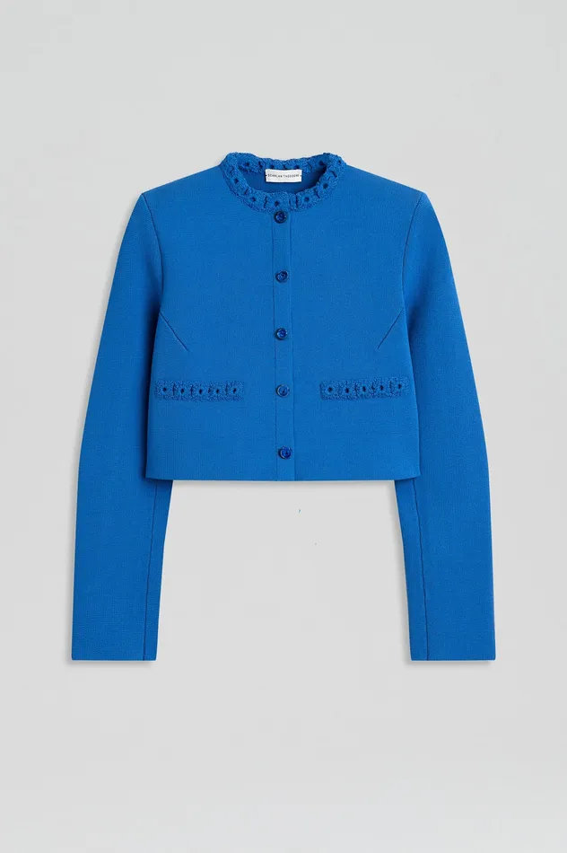 Jackets Women Scanlan Theodore CREPE KNIT DAISY CROP JACKET PRUSSIANBLUE Jackets Women Scanlan Theodore CREPE KNIT DAISY CROP JACKET PRUSSIANBLUE