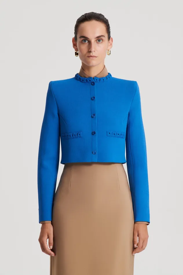 Jackets Women Scanlan Theodore CREPE KNIT DAISY CROP JACKET PRUSSIANBLUE Jackets Women Scanlan Theodore CREPE KNIT DAISY CROP JACKET PRUSSIANBLUE