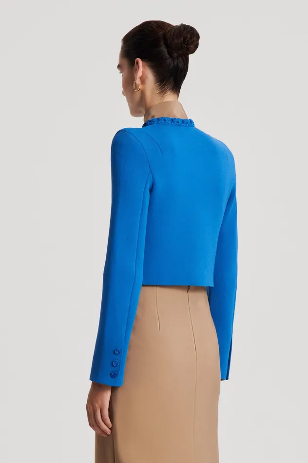 Jackets Women Scanlan Theodore CREPE KNIT DAISY CROP JACKET PRUSSIANBLUE Jackets Women Scanlan Theodore CREPE KNIT DAISY CROP JACKET PRUSSIANBLUE