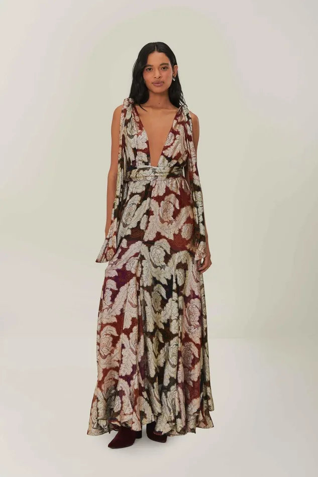 Jacquard Lurex Sleeveless Maxi Dress Women Farm Rio Maxi Dresses