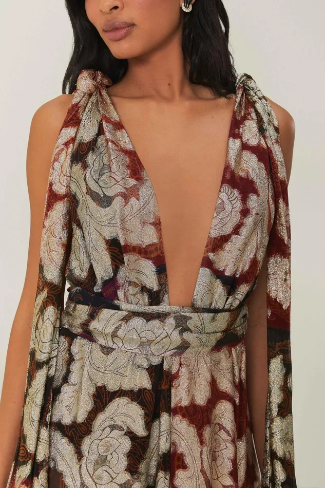 Jacquard Lurex Sleeveless Maxi Dress Women Farm Rio Maxi Dresses