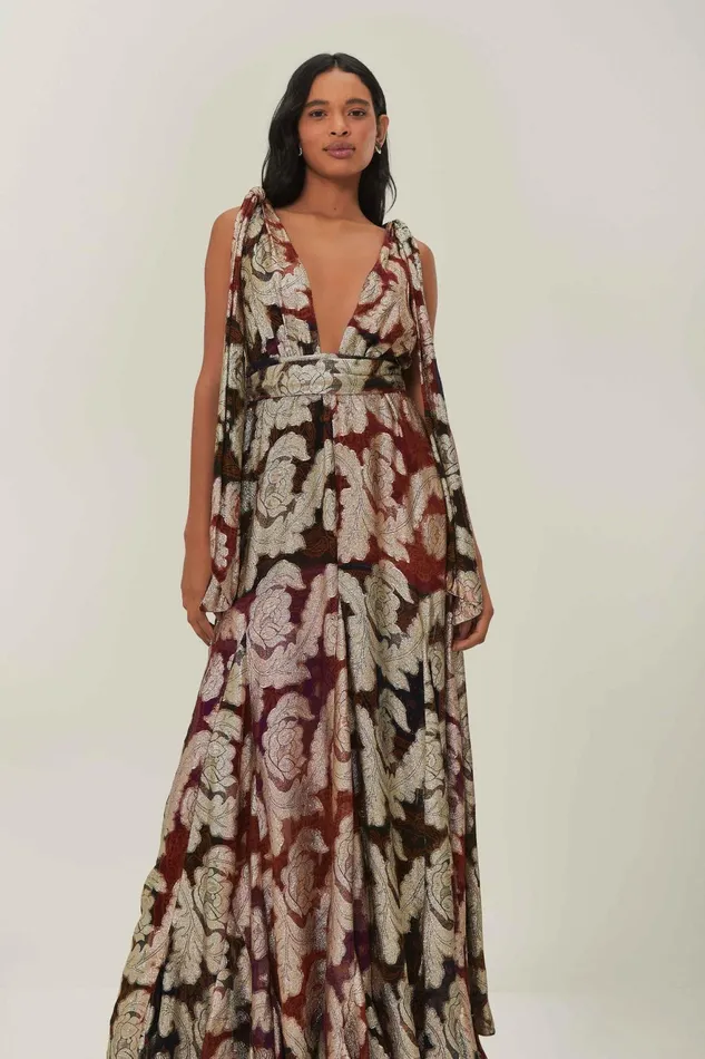 Jacquard Lurex Sleeveless Maxi Dress Women Farm Rio Maxi Dresses