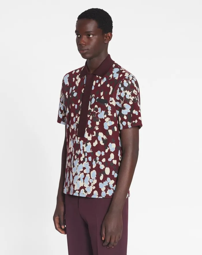 Jacquard Polo Shirt Burgundy Men Lanvin Tshirts and Polos Jacquard Polo Shirt Burgundy Men Lanvin Tshirts and Polos