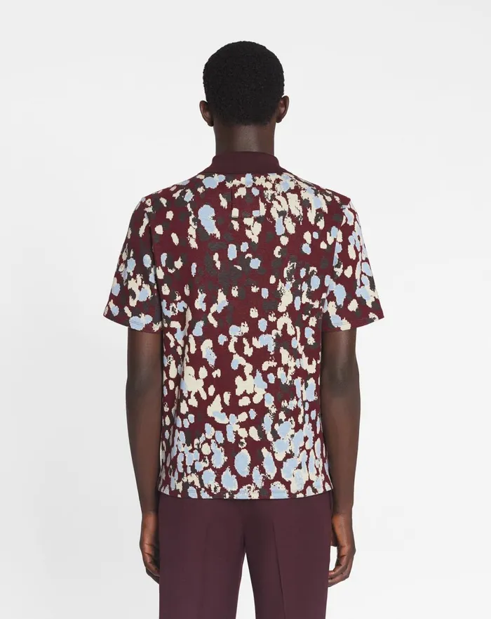 Jacquard Polo Shirt Burgundy Men Lanvin Tshirts and Polos Jacquard Polo Shirt Burgundy Men Lanvin Tshirts and Polos