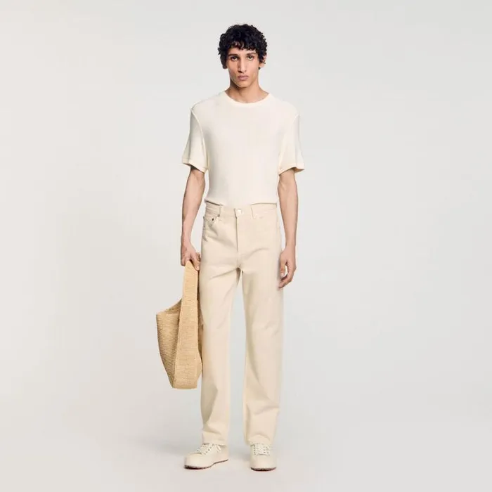 Jeans Men SANDRO Cotton Jeans Ecru