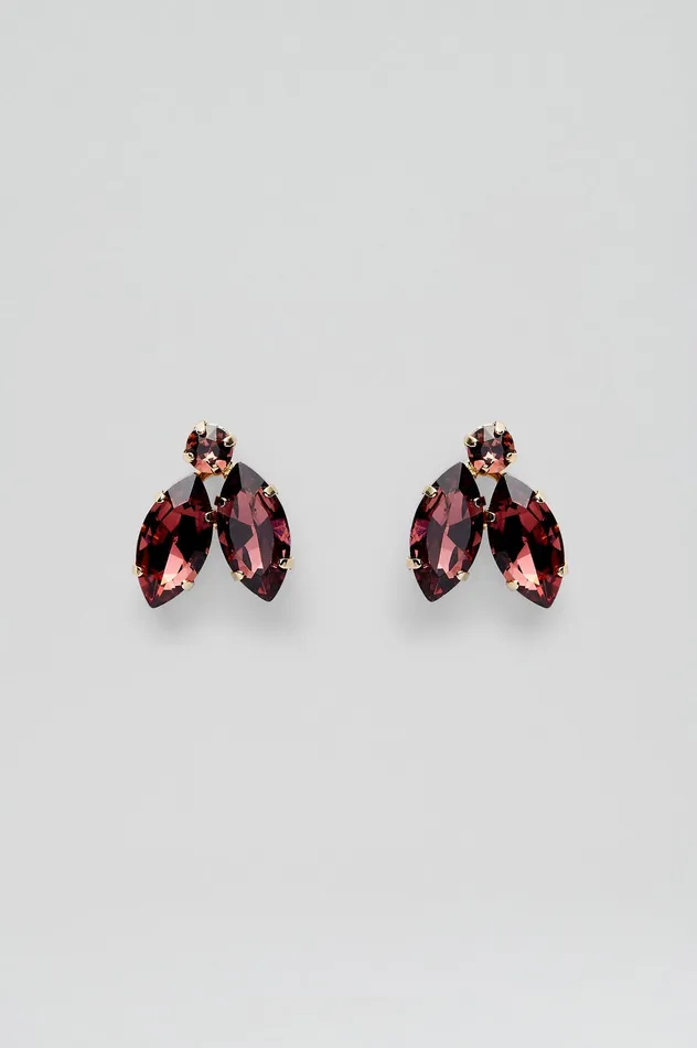 Jewelry CRYSTAL LEAF EARRINGS MULBERRY Scanlan Theodore Women Jewelry CRYSTAL LEAF EARRINGS MULBERRY Scanlan Theodore Women
