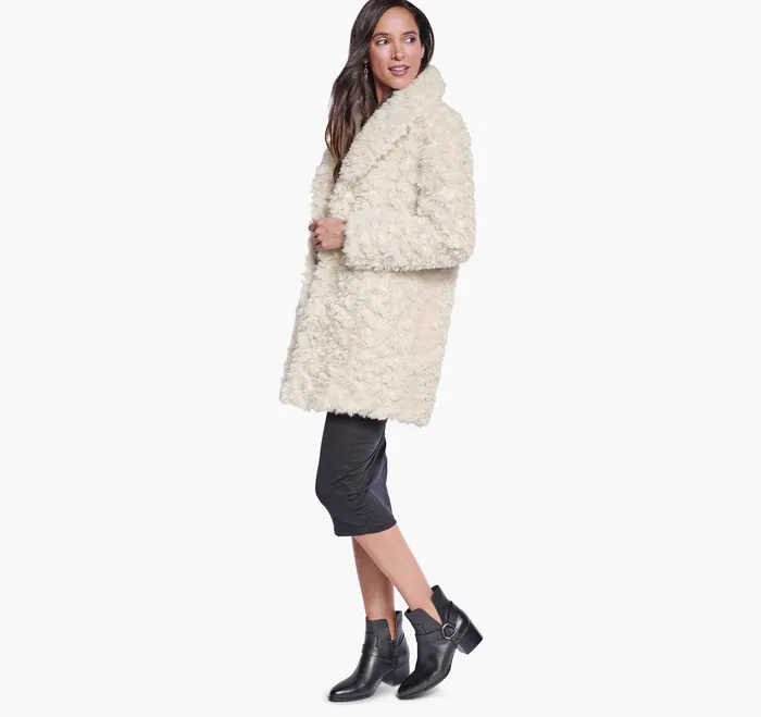 Johnston and Murphy Apparel and Accessories Women FauxFur Coat Ivory