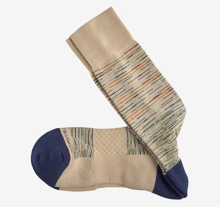 Johnston and Murphy First in Comfort Socks Khaki SpaceDyed Stripe Men Socks