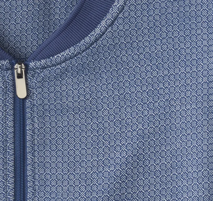 Johnston and Murphy Polos and Tees Men Jacquard Zip Polo BlueWhite Hexagon