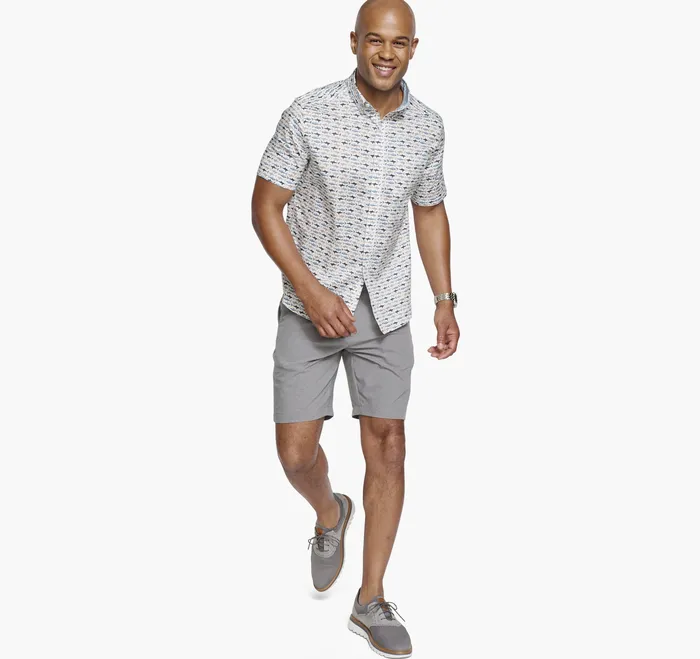 Johnston and Murphy ShortSleeve Shirts Men Printed ShortSleeve Shirt WhiteBlue Shark