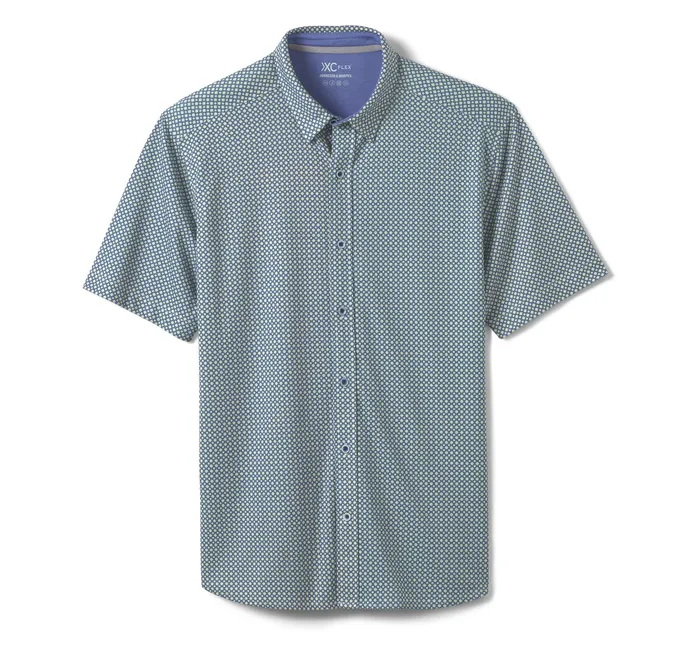 Johnston and Murphy ShortSleeve Shirts Men XC Flex ShortSleeve Print Knit Shirt Mint Heather
