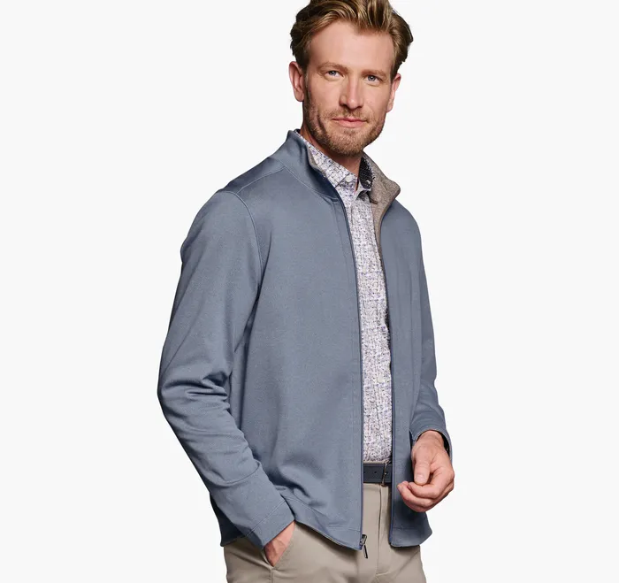 Johnston and Murphy Sweaters and Knits Men XC4 Reversible Full Zip Light BlueTan