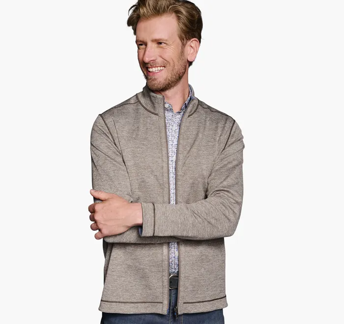 Johnston and Murphy Sweaters and Knits Men XC4 Reversible Full Zip Light BlueTan
