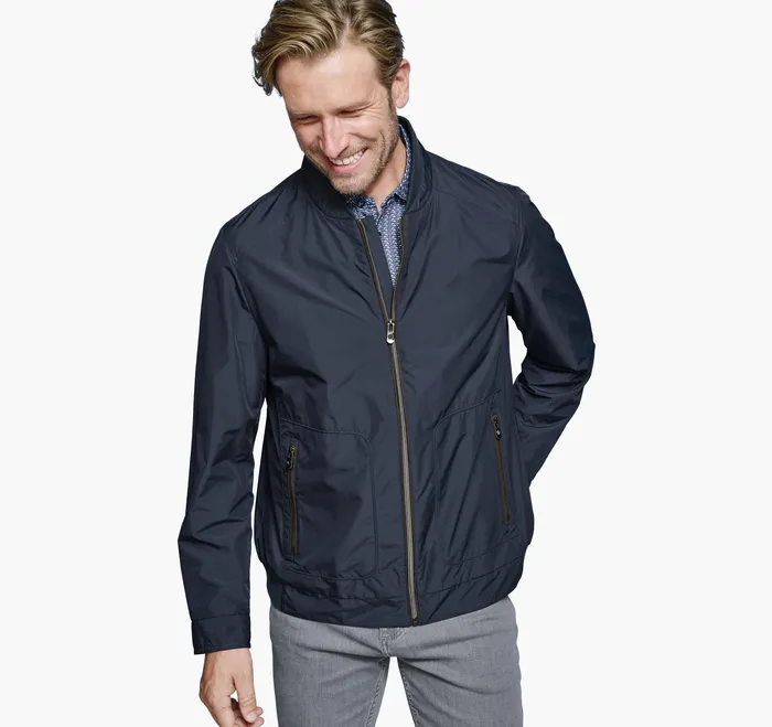 Johnston and Murphy XC4 KnitCollar Jacket Navy Men Coats Jackets and Vests