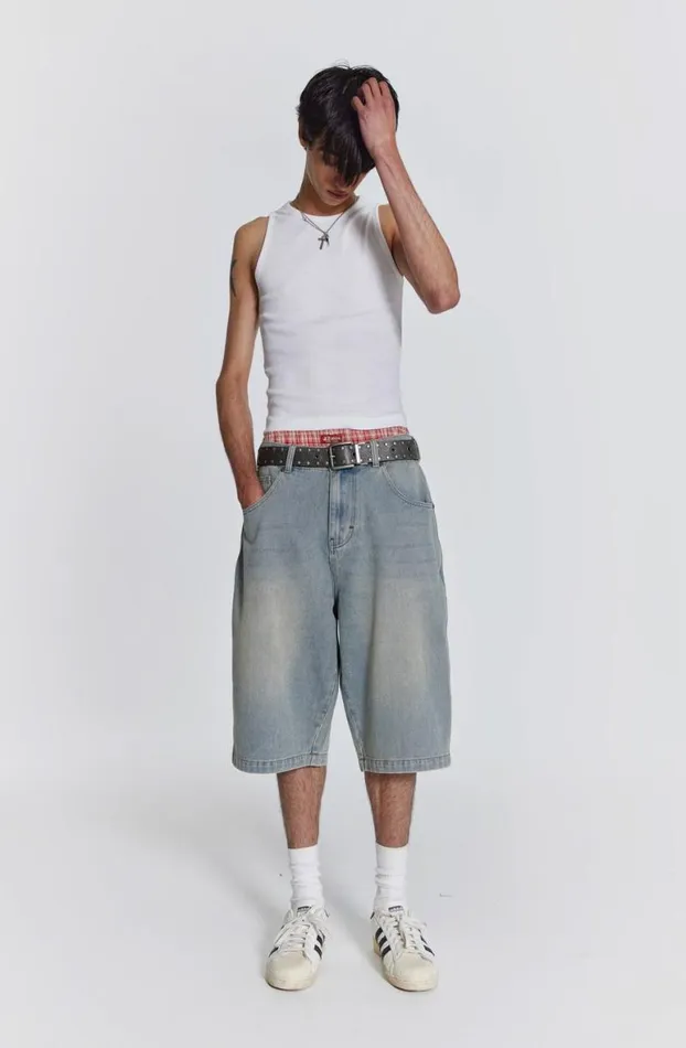 Jorts and Shorts Men Jaded London Light Wash Jumbo Jorts