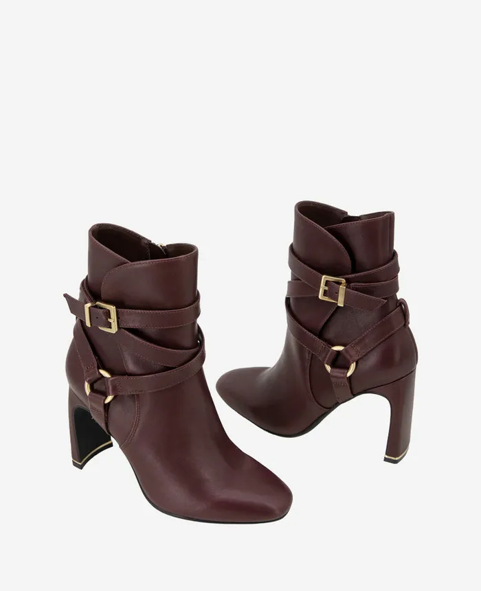 Kenneth Cole Boots and Booties Women Nellie Leather Buckle Heel Ankle Bootie Red Kenneth Cole Boots and Booties Women Nellie Leather Buckle Heel Ankle Bootie Red