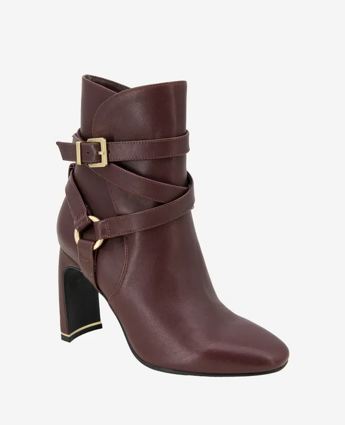 Kenneth Cole Boots and Booties Women Nellie Leather Buckle Heel Ankle Bootie Red Kenneth Cole Boots and Booties Women Nellie Leather Buckle Heel Ankle Bootie Red